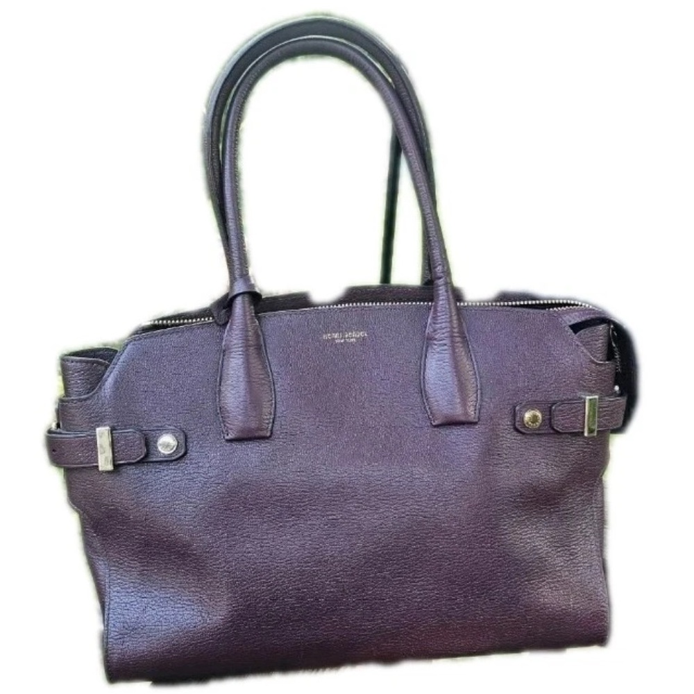 Henri Bendel Carlyle Purple Pebbled Leather Satchel - Picture 6 of 11